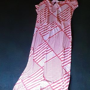 Long orange and white dress